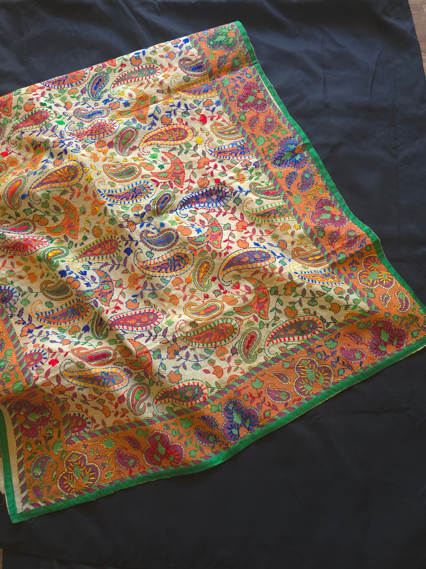 Madhubani dupatta phulkari dupatta hand embroidered dupatta kalamkari gift for her women gifts half white dupatta blue dupatta red dupatta