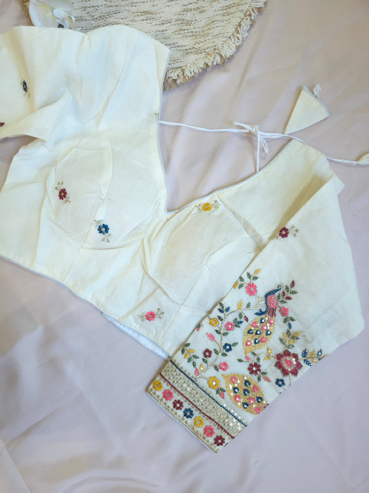 Khadi cotton embroidered  blouse