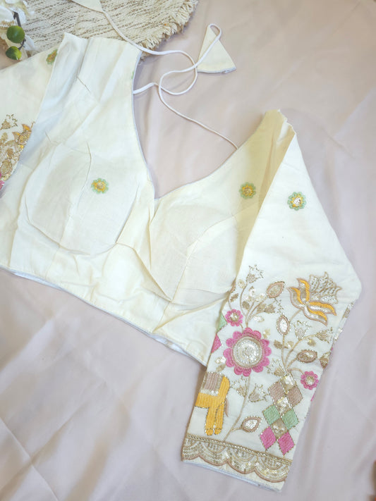 Khadi cotton embroidered  blouse