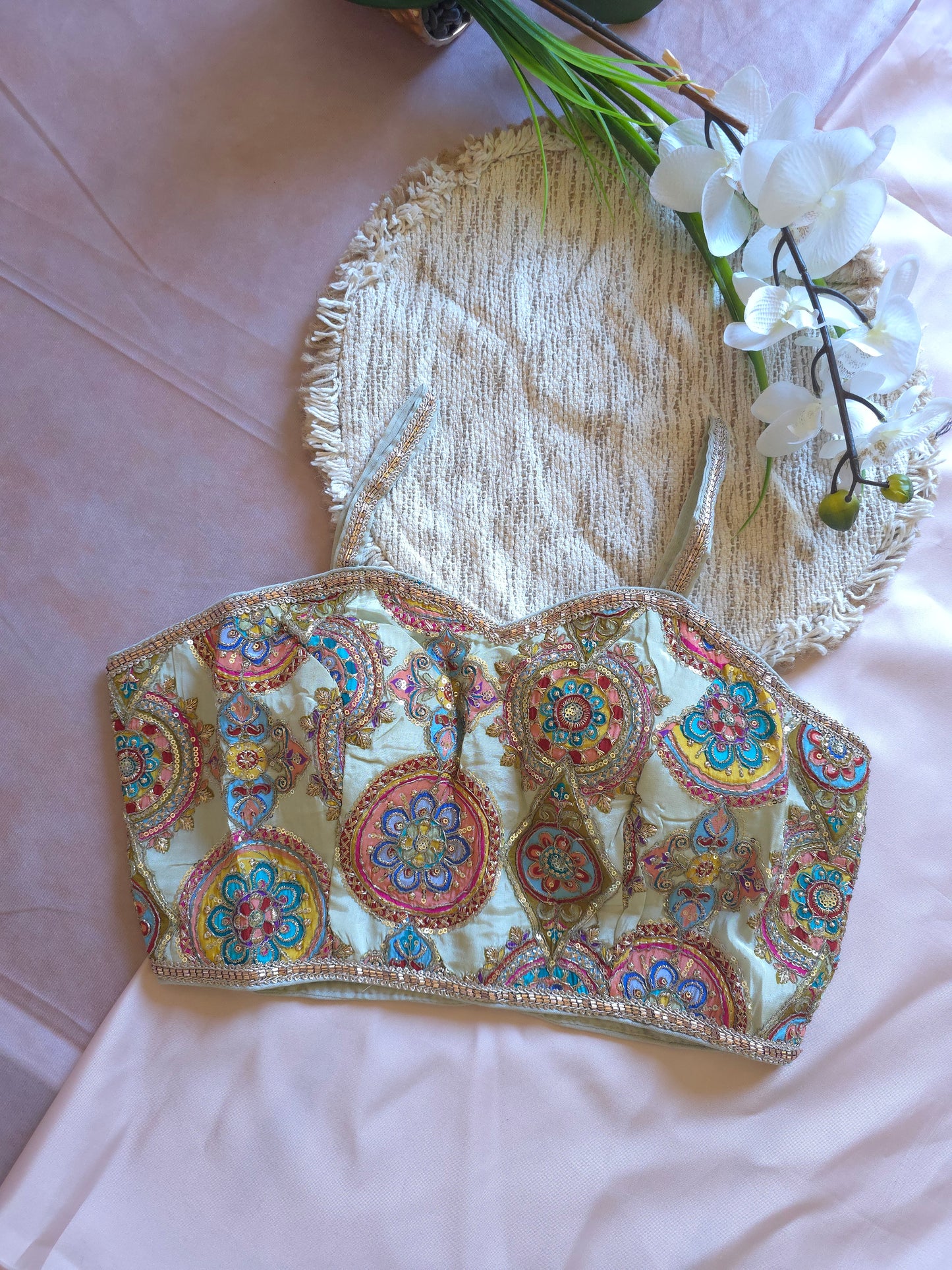 Purple Embroidered sleeveless Blouse