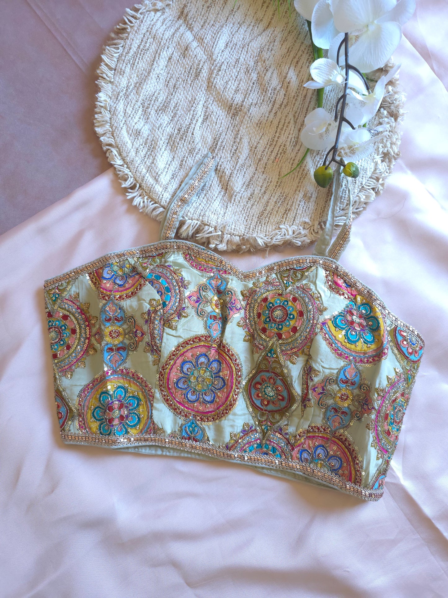 Purple Embroidered sleeveless Blouse