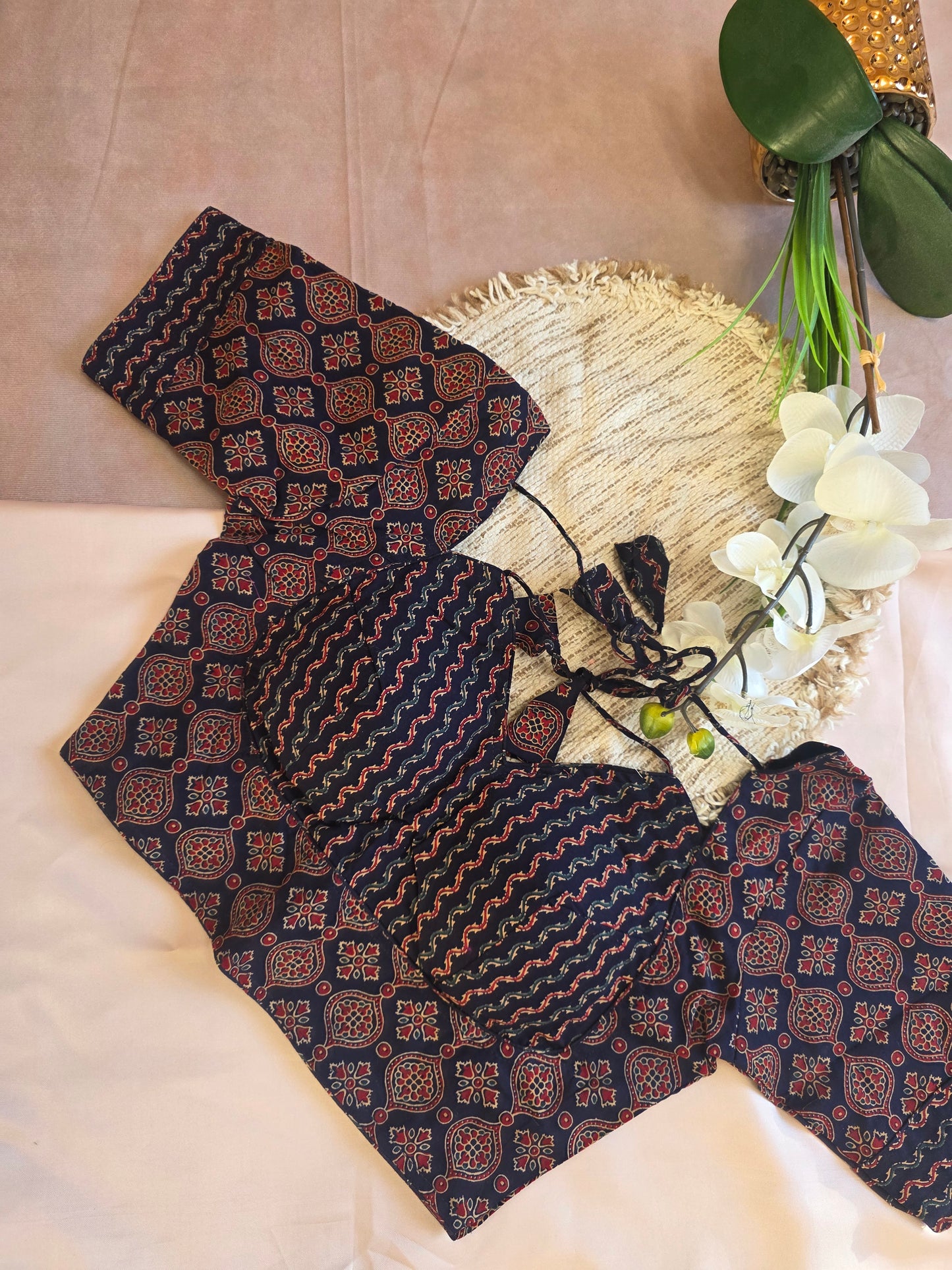 Cotton ajrakh Halter blouse