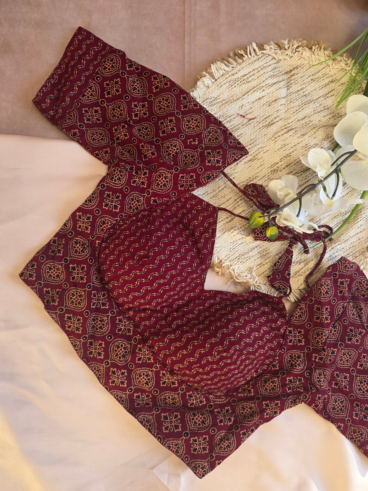 Cotton ajrakh Halter blouse