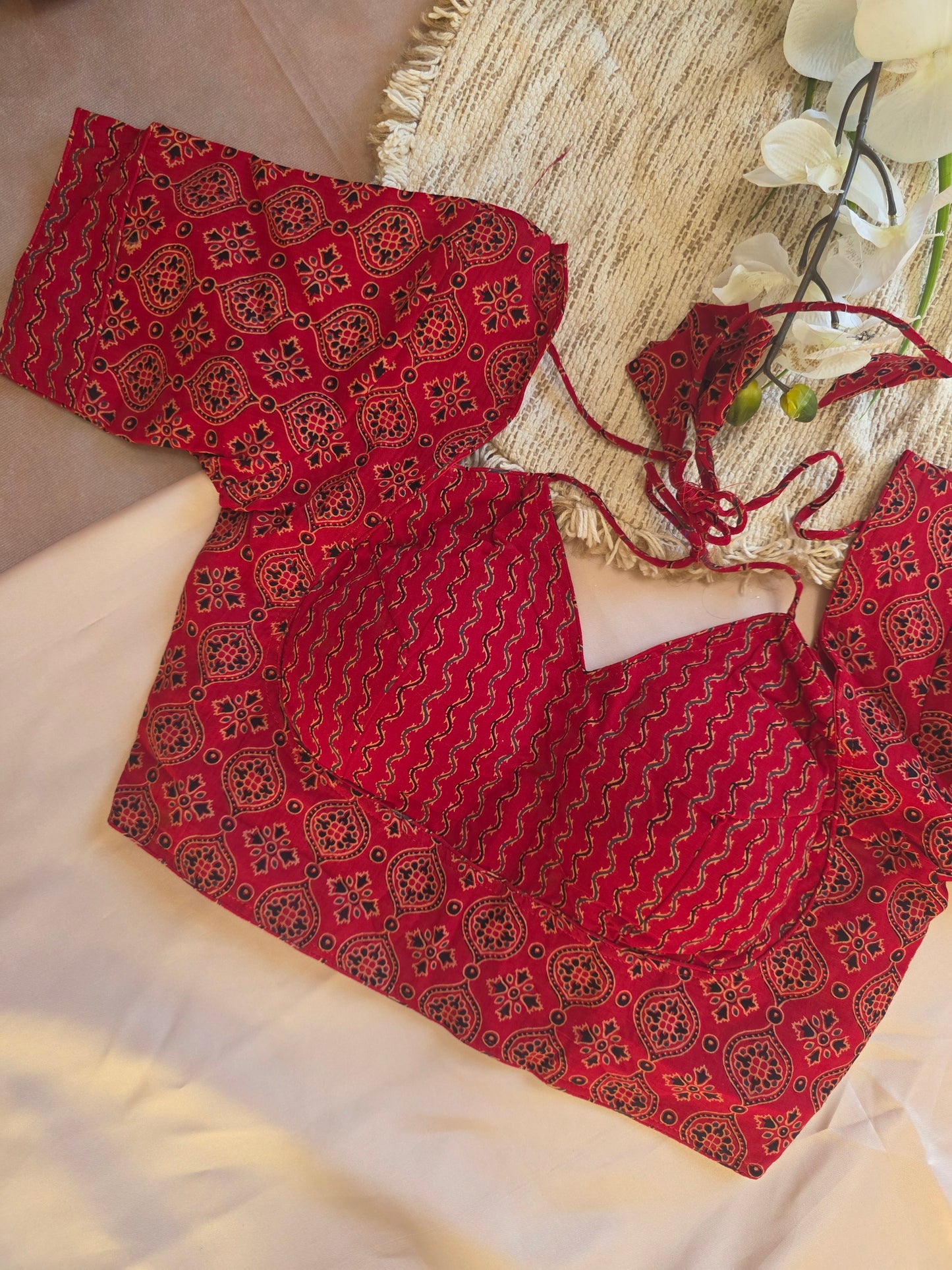 Cotton ajrakh Halter blouse
