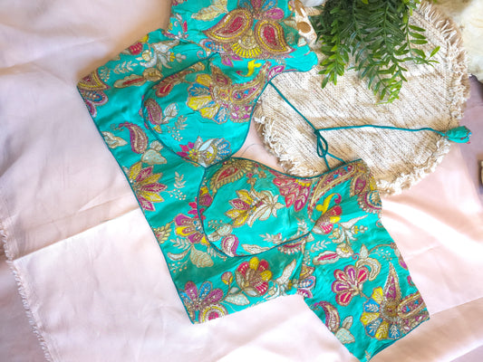 Green floral embroidered Blouse