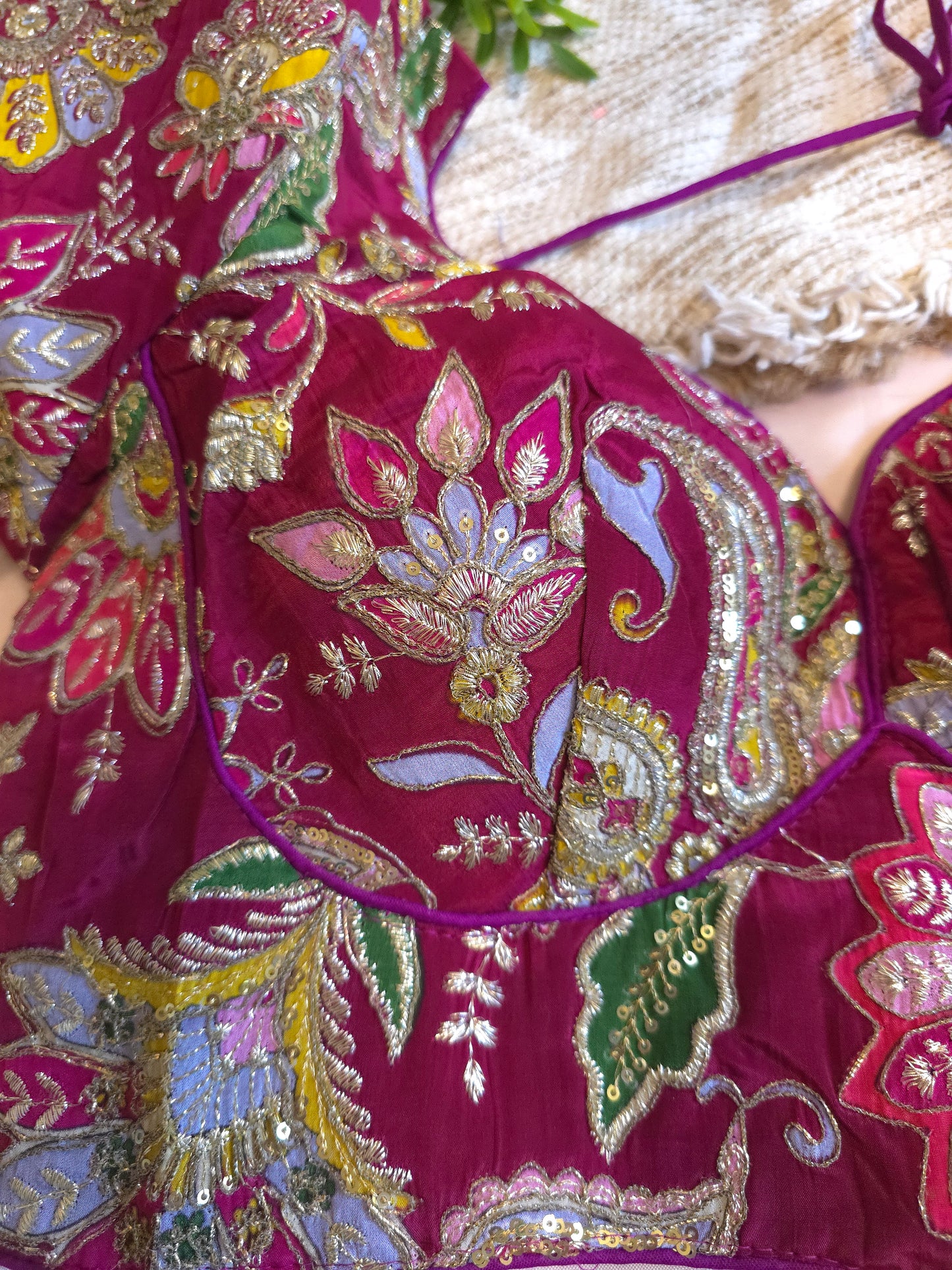 Maroon floral embroidered Blouse