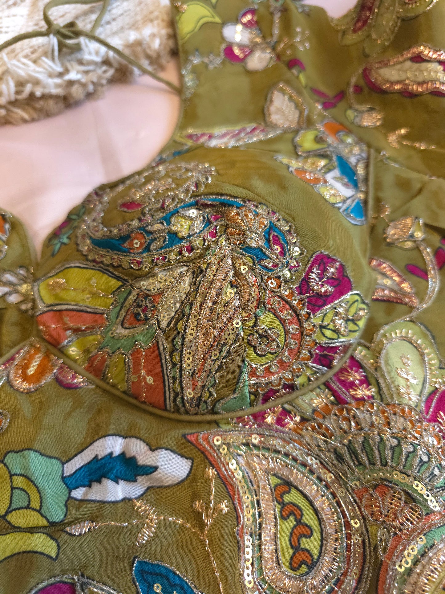 Mehendi green floral embroidered Blouse