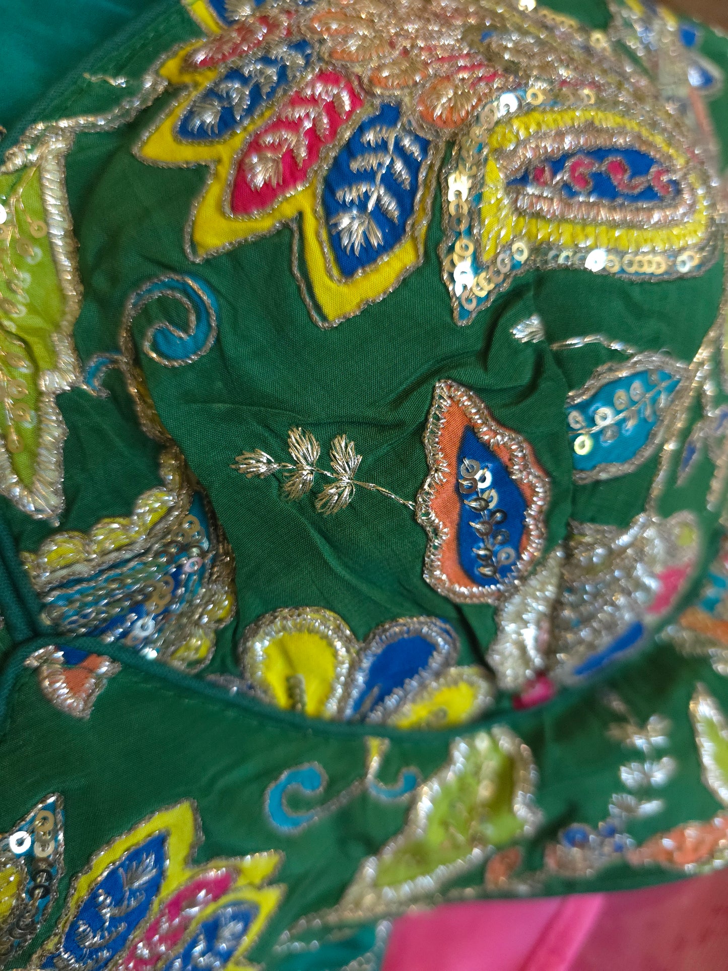 Green floral embroidered Blouse