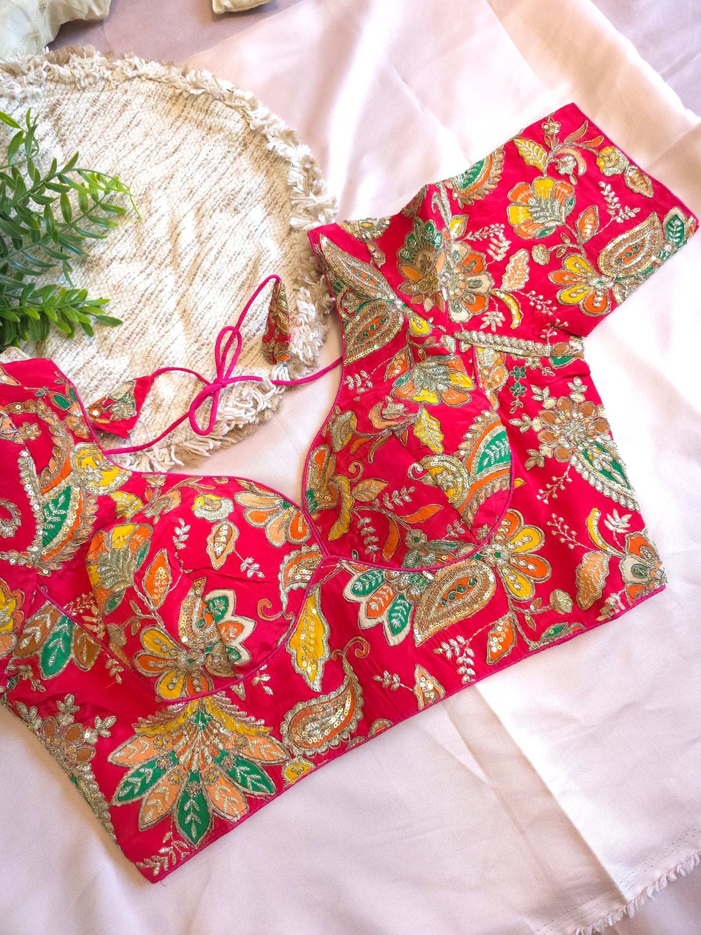 Red floral embroidered Blouse
