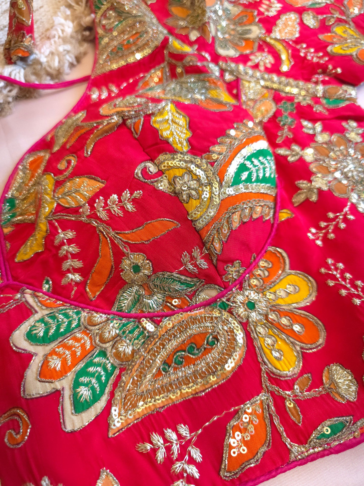 Red floral embroidered Blouse