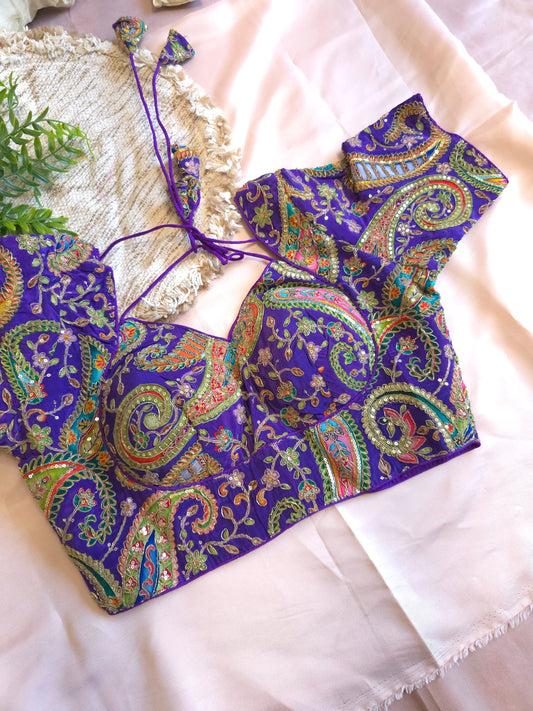 Purple Crepe Viscose Halter Neck Blouse