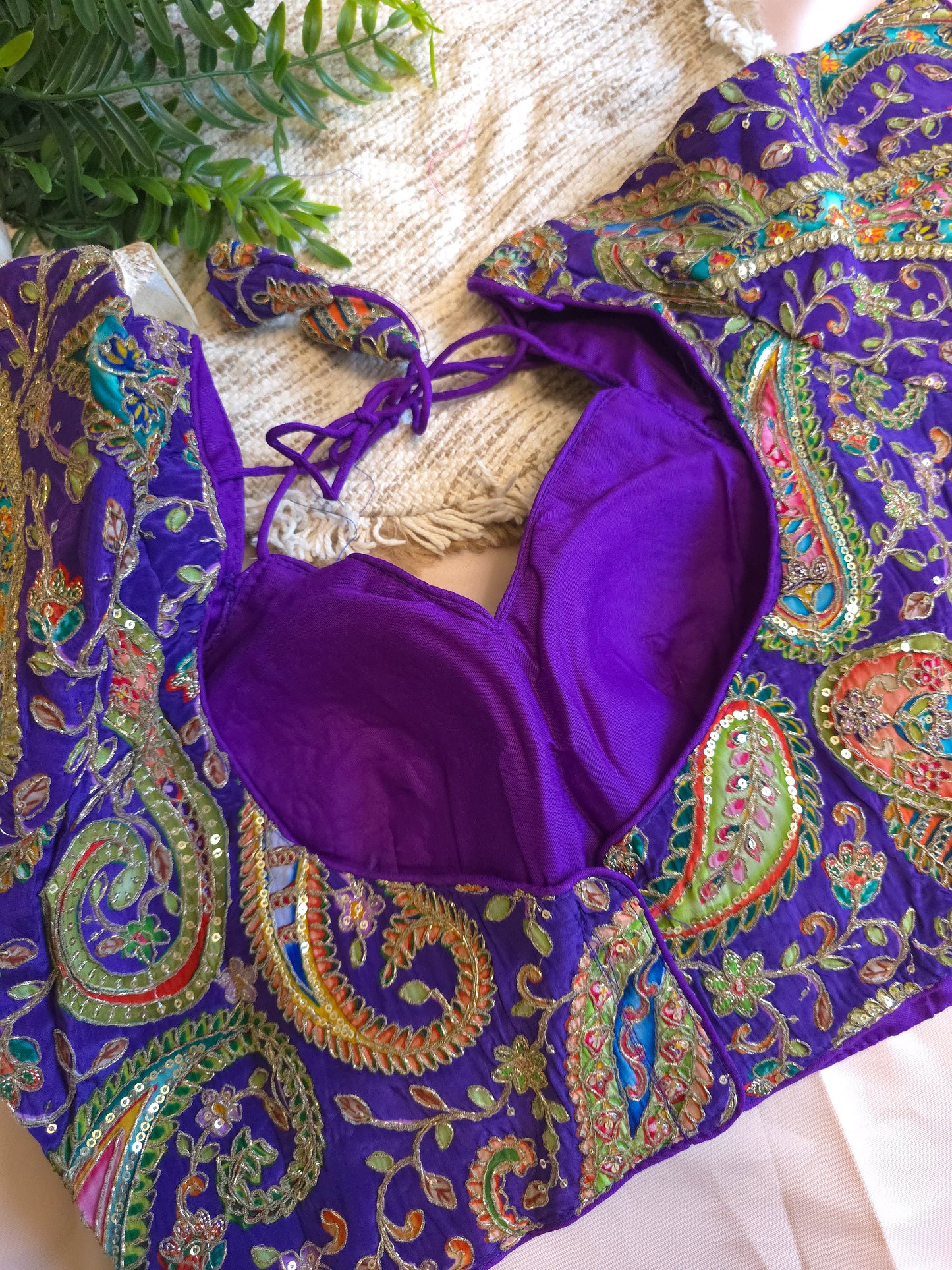 Purple Crepe Viscose Halter Neck Blouse