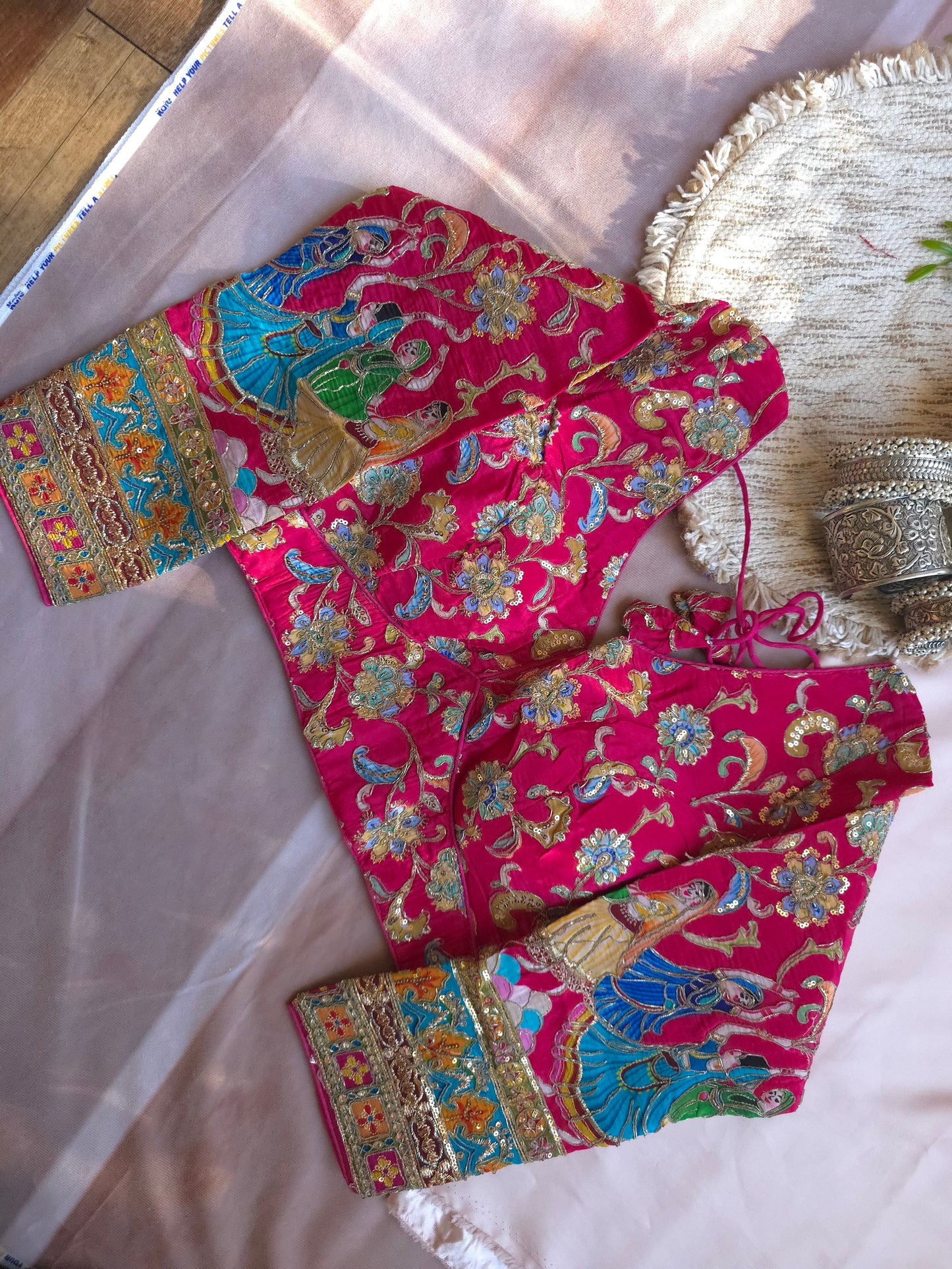 Pink Crepe Viscose Embroidered Full-Sleeve Blouse