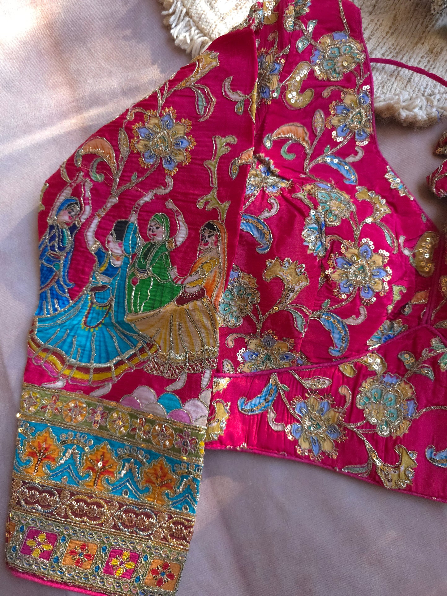 Pink Crepe Viscose Embroidered Full-Sleeve Blouse