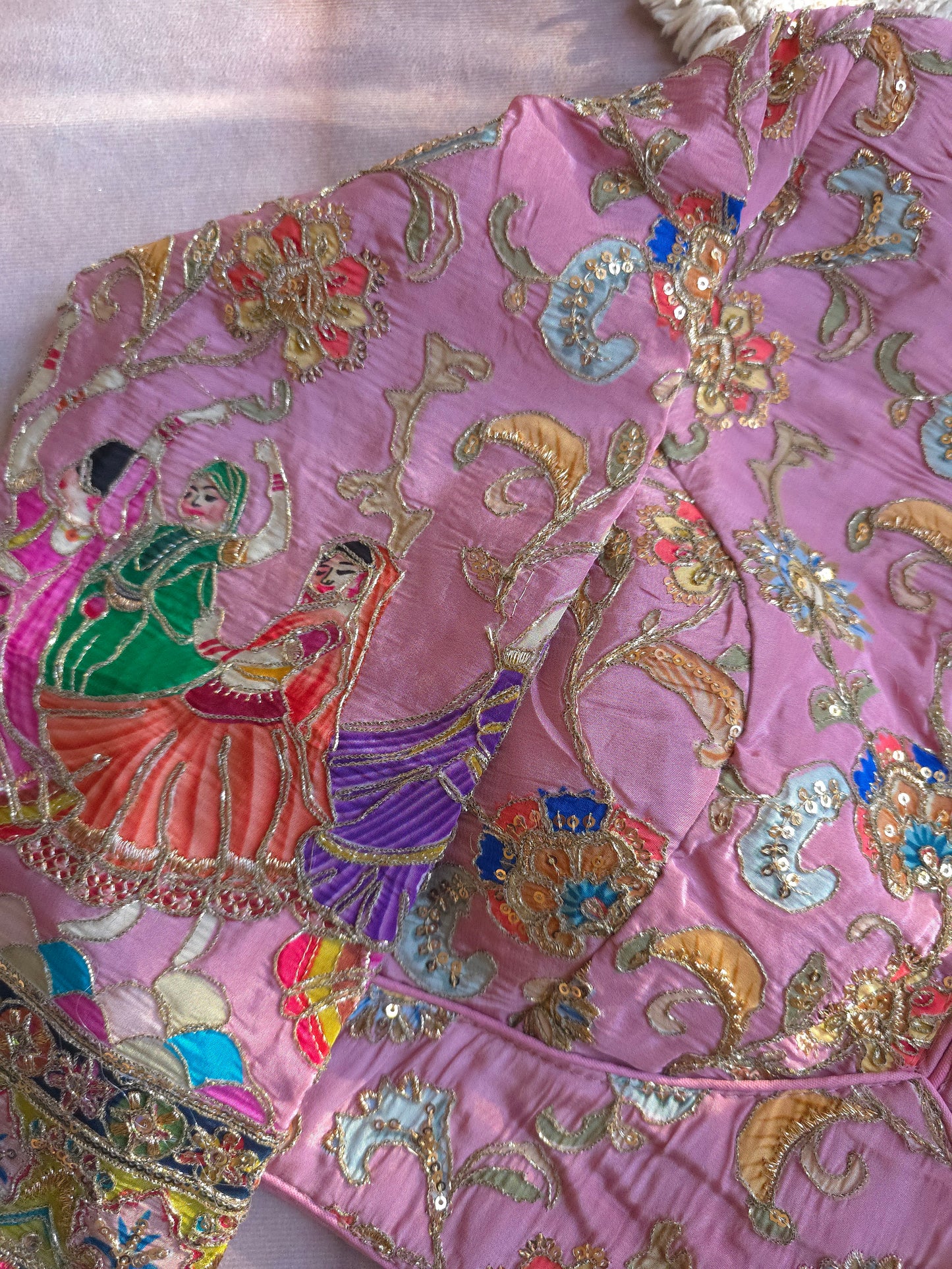 Pink Crepe Viscose Embroidered Full-Sleeve Blouse( preorder arrives in 2weeks)