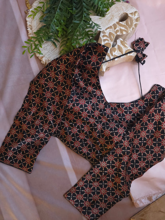 Ajrakh Silk Full-Sleeve Blouse