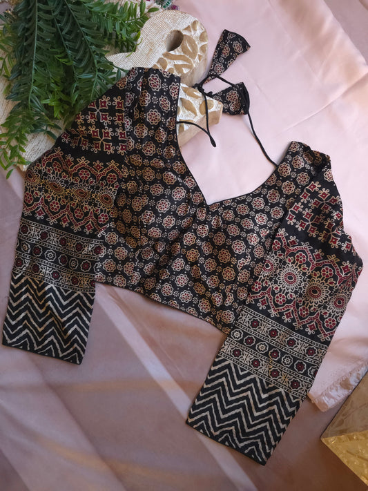 Ajrakh Silk Full-Sleeve Blouse