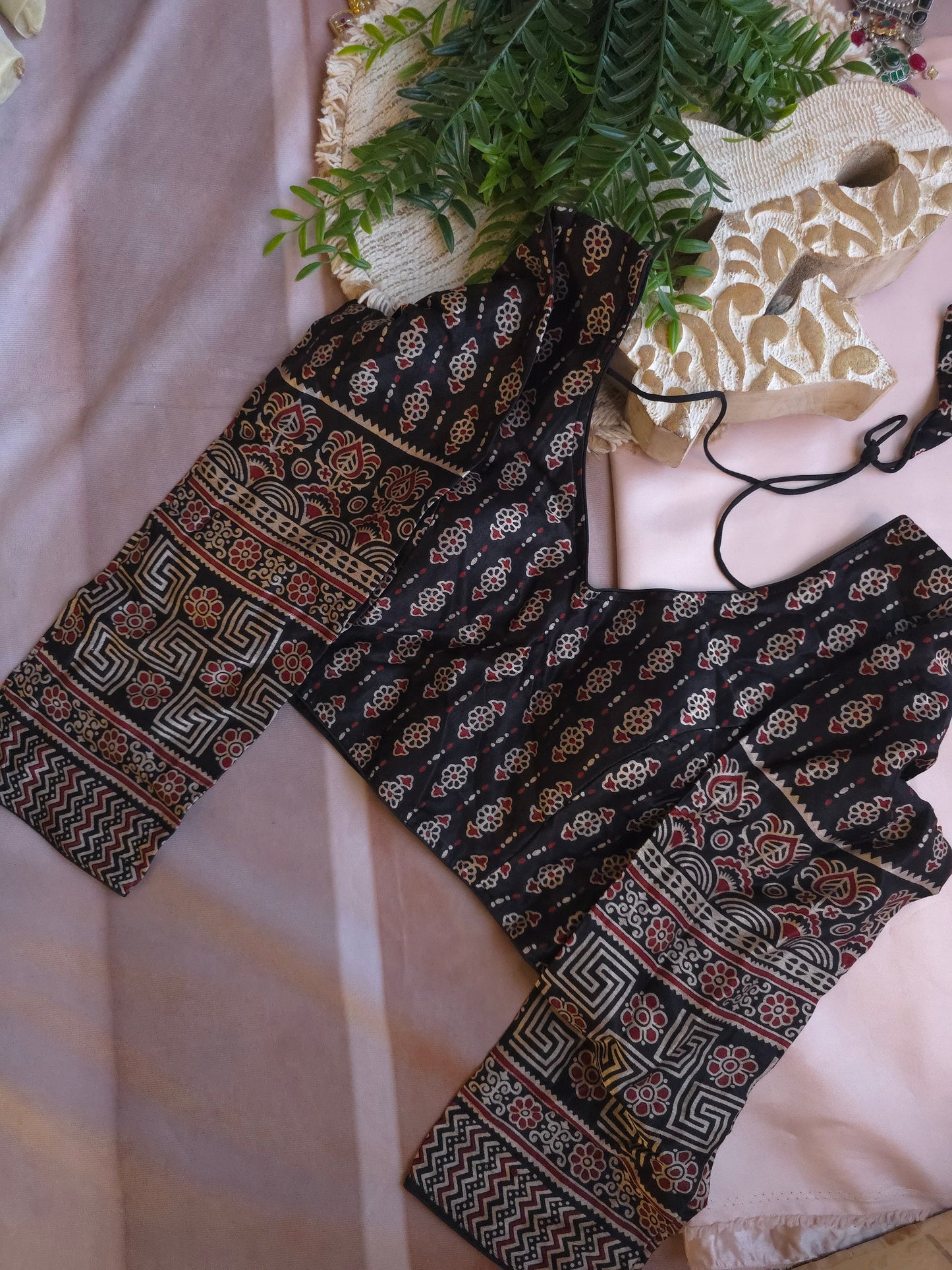 Ajrakh Silk Full-Sleeve Blouse