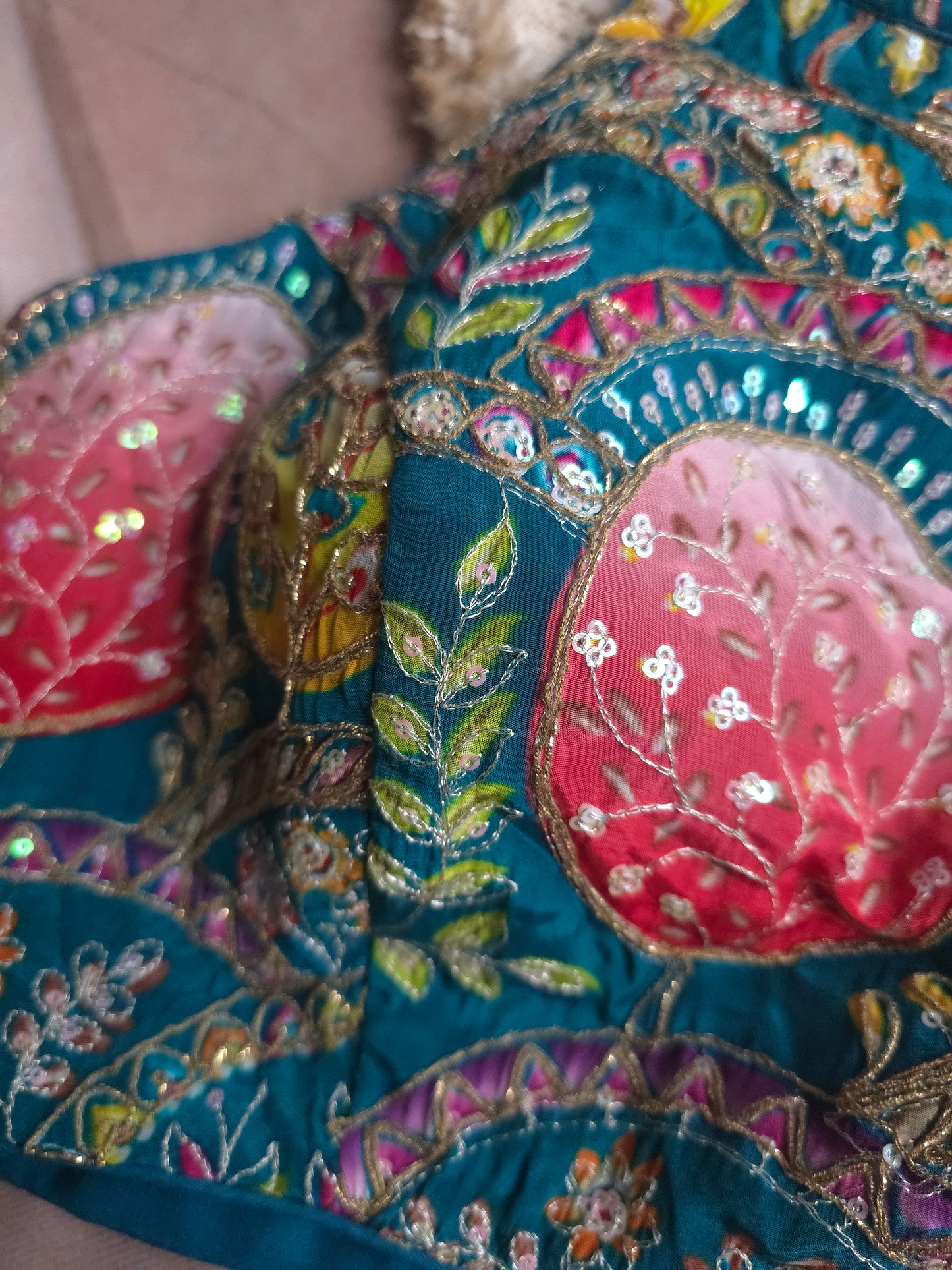 Blue Embroidered Halter Blouse