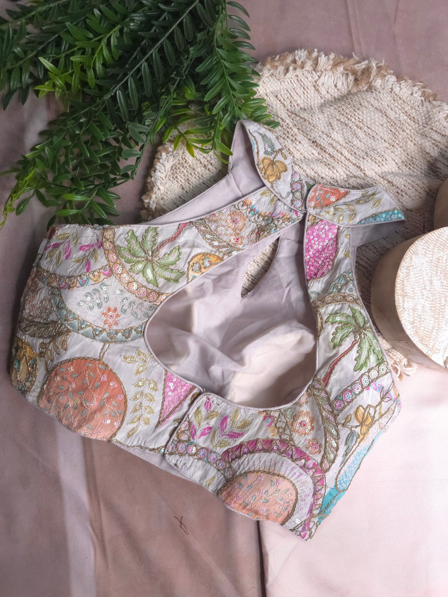 White Embroidered Halter Blouse