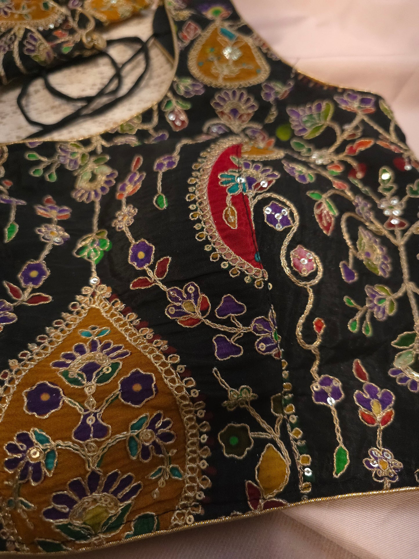 Black Embroidered sleeveless Blouse