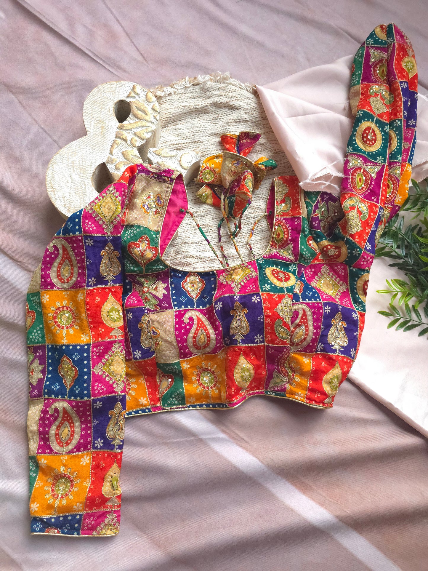 Multi colored Embroidered full sleeves Blouse