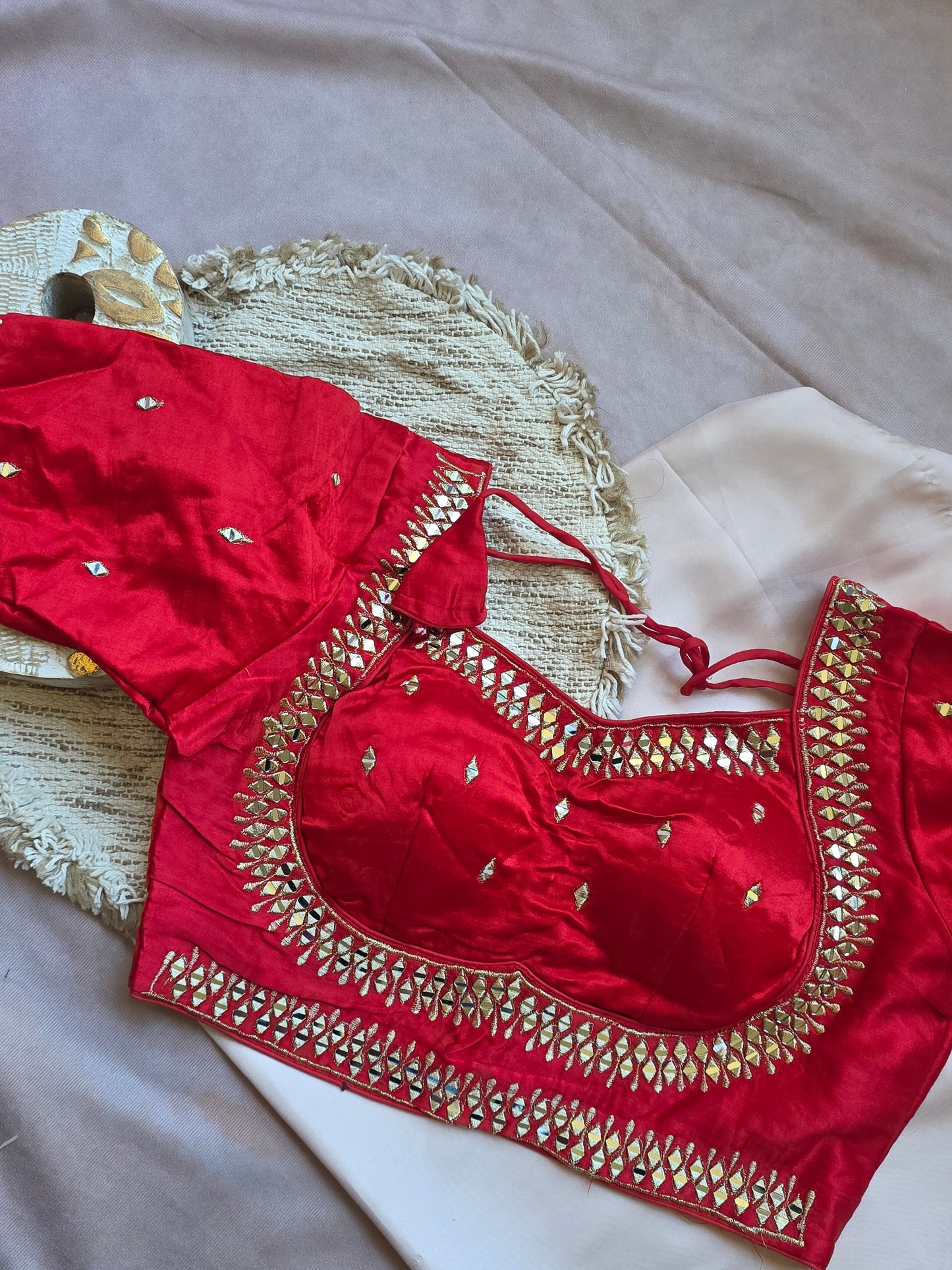 Red mirrorwork embroidered Blouse