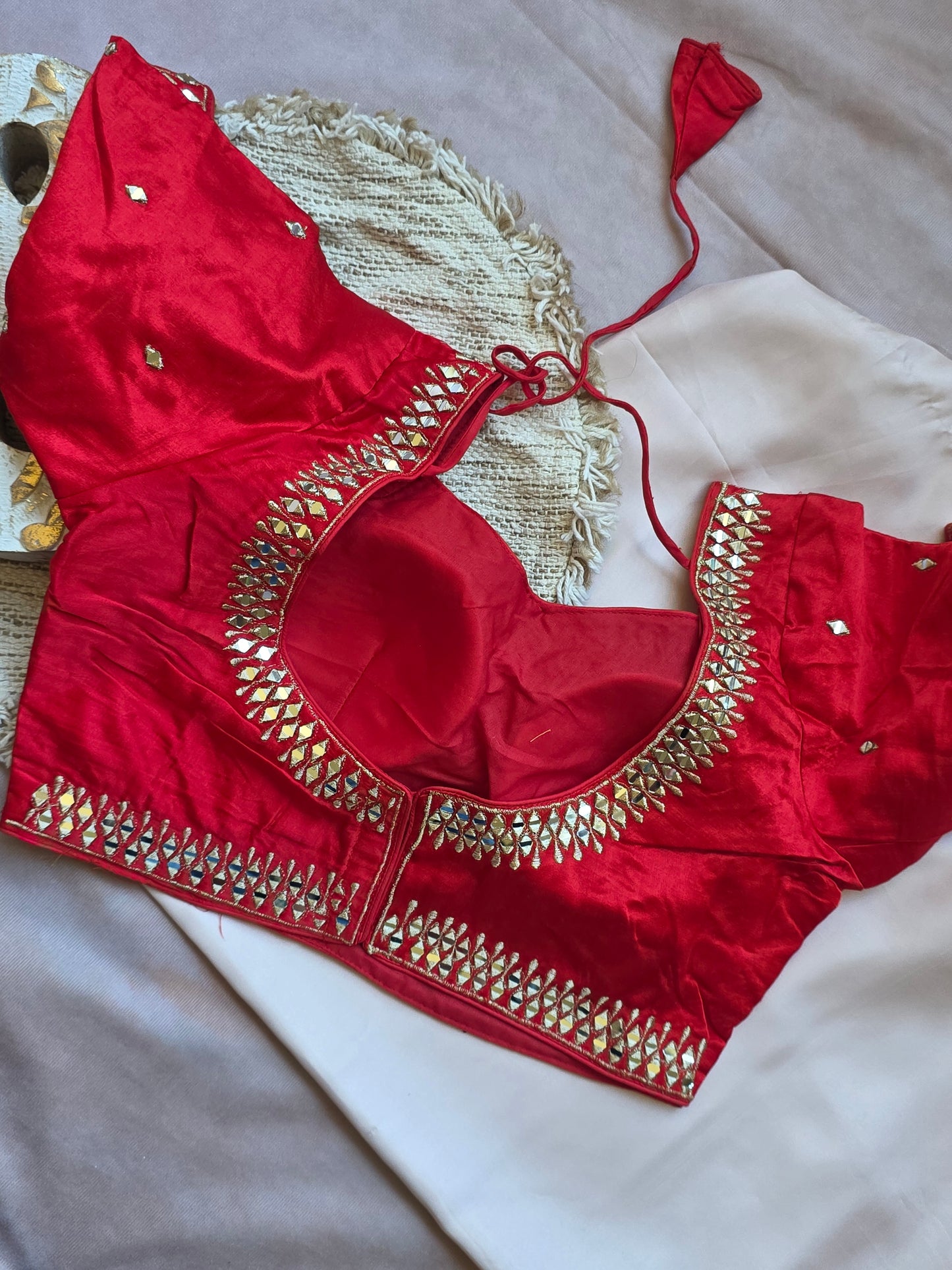 Red mirrorwork embroidered Blouse