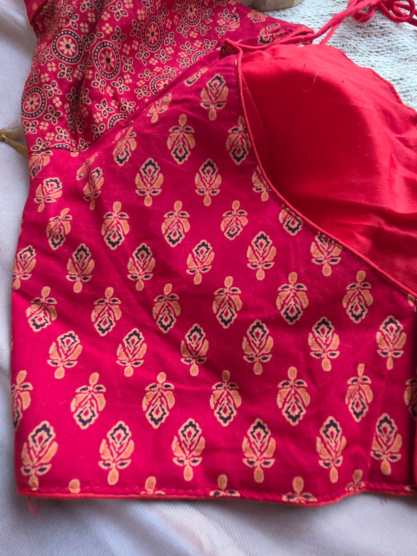Red Cotton ajrakh Halter blouse