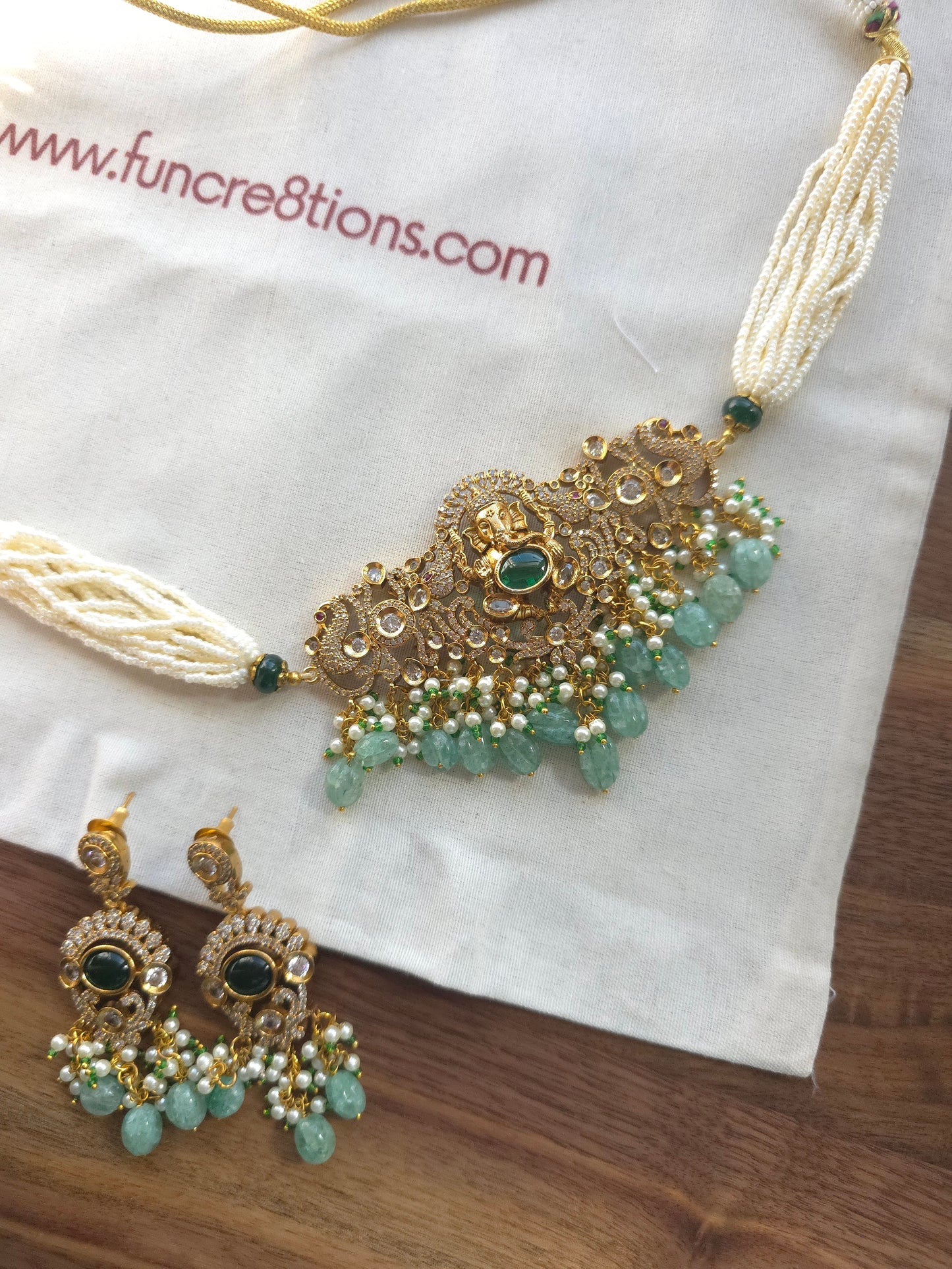 Victorian polki choker necklace set