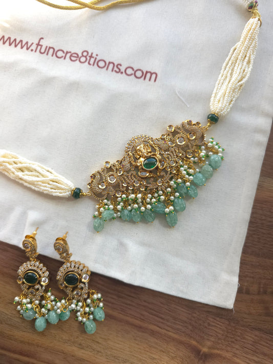 Victorian polki choker necklace set