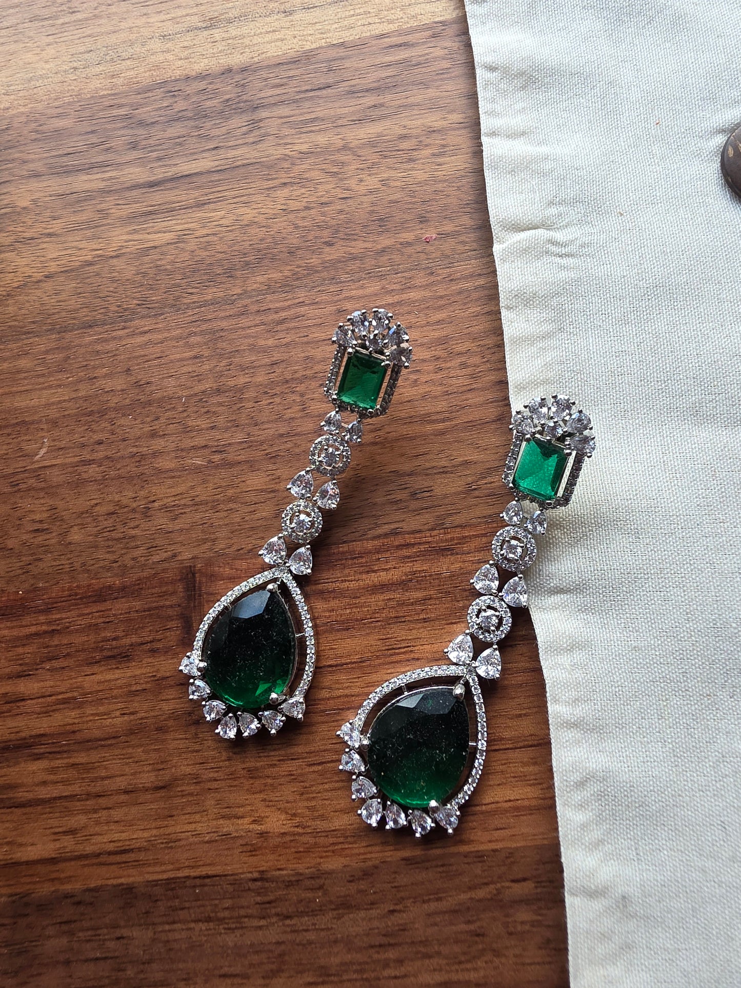 Green goddess drop earrings