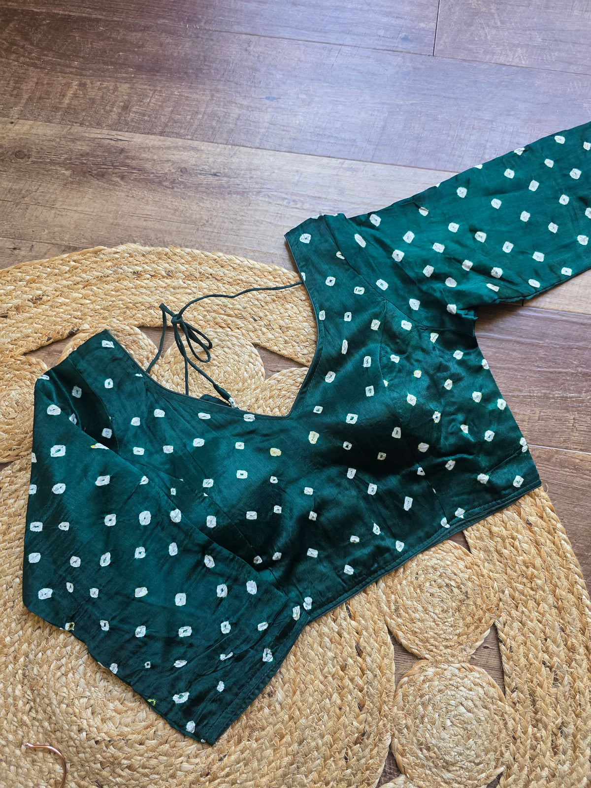 Bandini silk green 3/4th sleeves Blouse