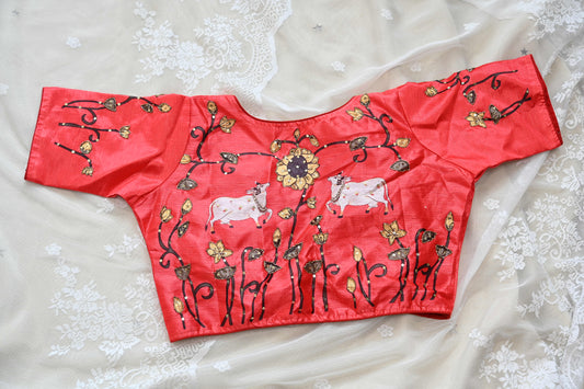 Pichwai silk saree blouse