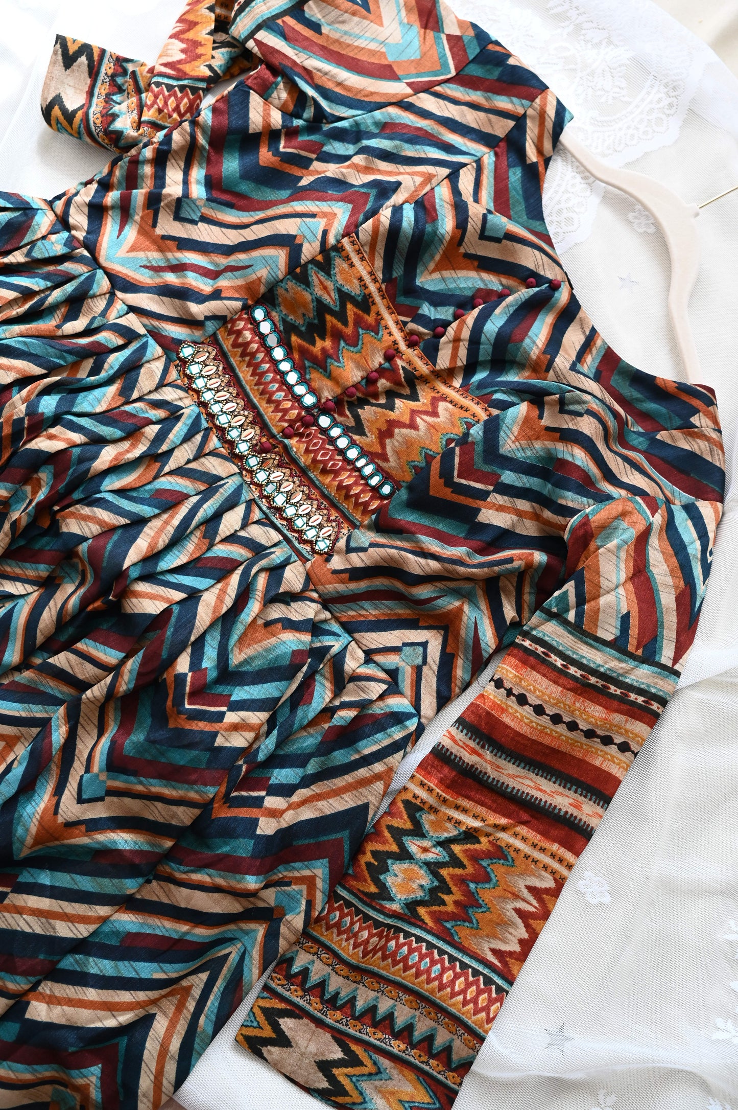 Chevron print Georgette dress