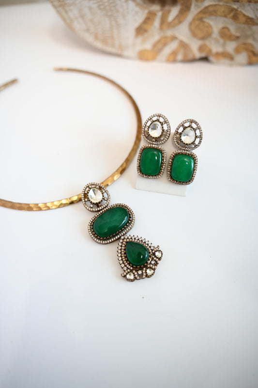 Aanshi victorian mossanite hasli necklace set