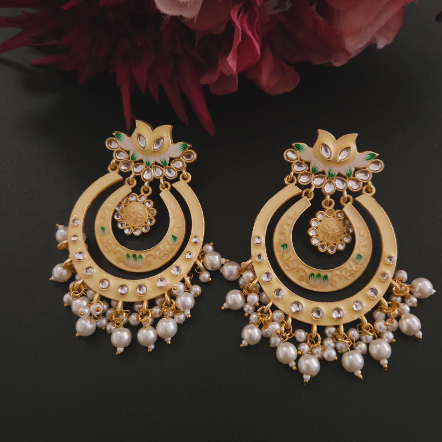 Meenakari Chandbali chandelier Earrings