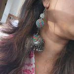 Black metal jhumkas earrings