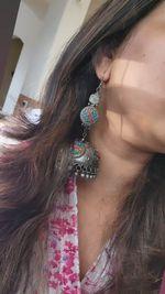 Black metal jhumkas earrings
