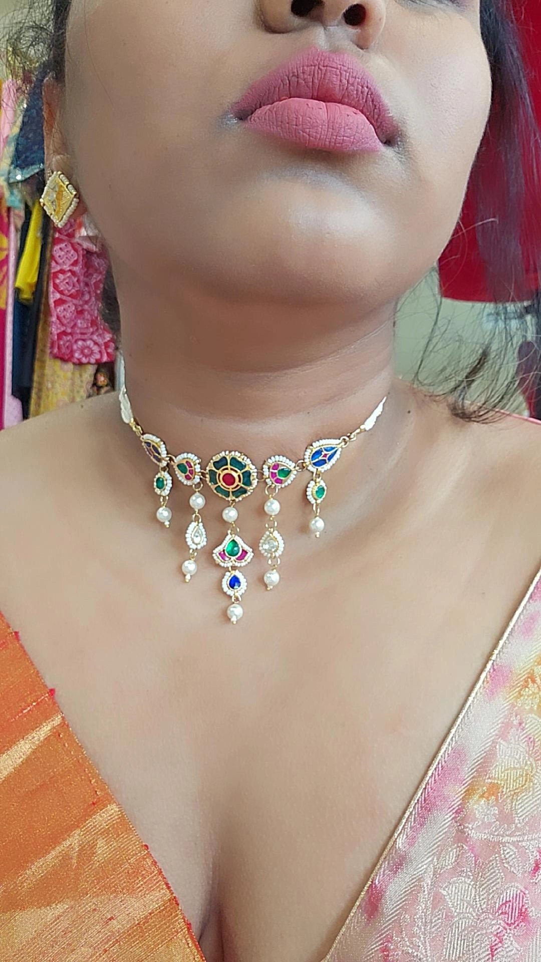 Aarvi pachi kundan necklace set