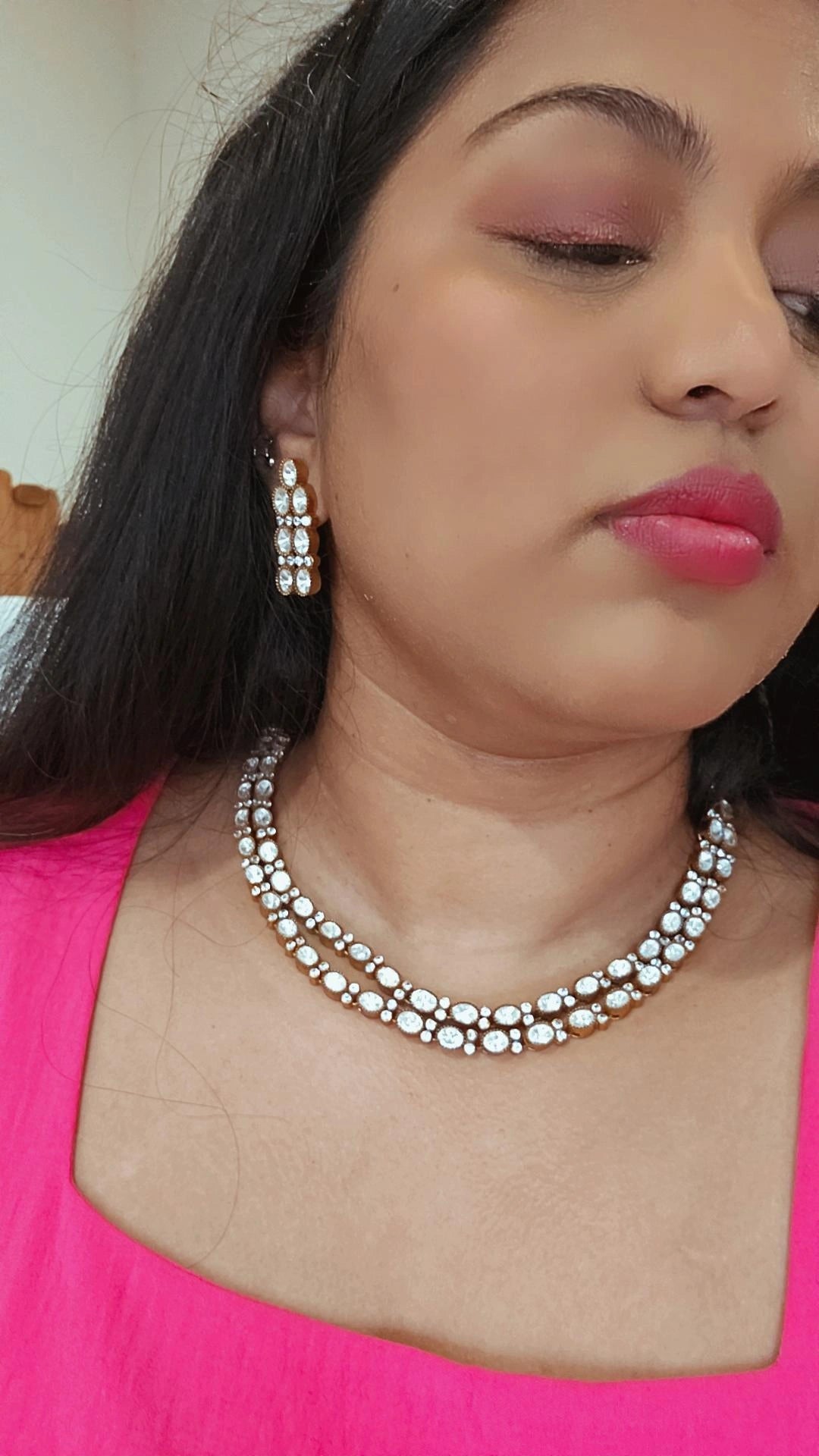 Aanshi mosanite kundan choker necklace set