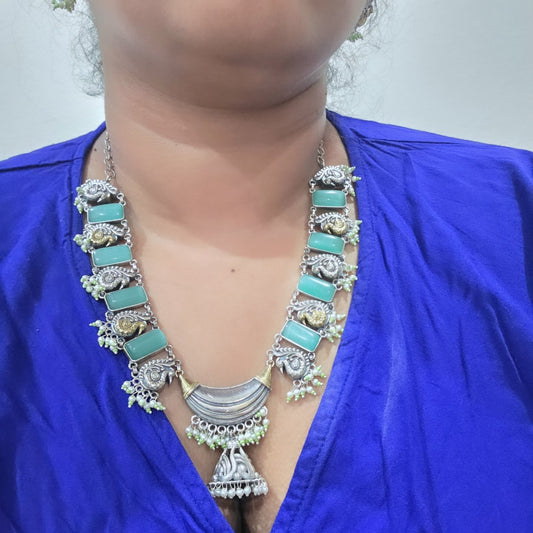 Anchal silver alike necklace set