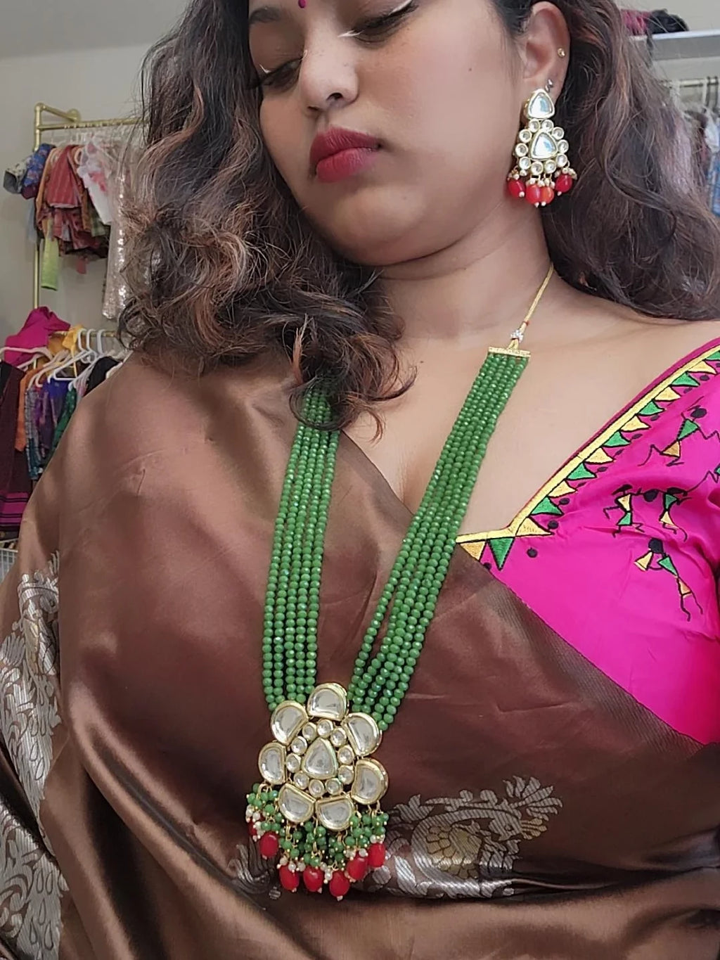 Aashwi kundan beaded necklace set