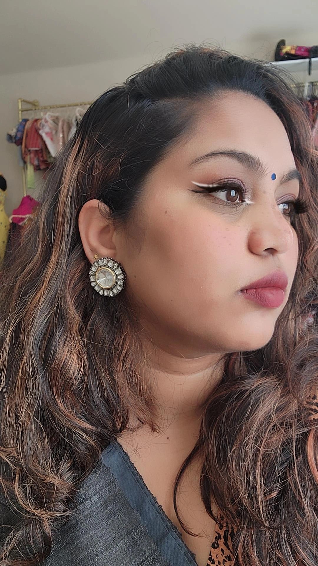 Black rodium plated stud earrings