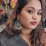 Black rodium plated jhumka earrings