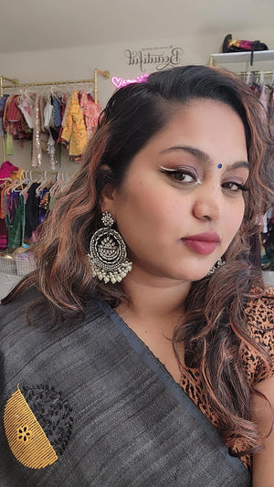 Black rodium plated jhumka earrings