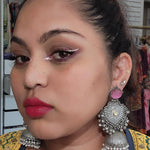 Keila silver polish fusion jhumka earrings