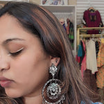 Black metal mirror earrings