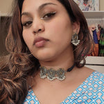 Fusion Silver alike pendant choker necklace set