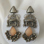 Ridhi silver polish fusion jhumka earrings